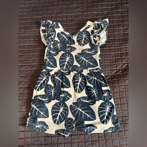 Kate Quinn | double ruffle shortie | black taro leaf | 12–18m